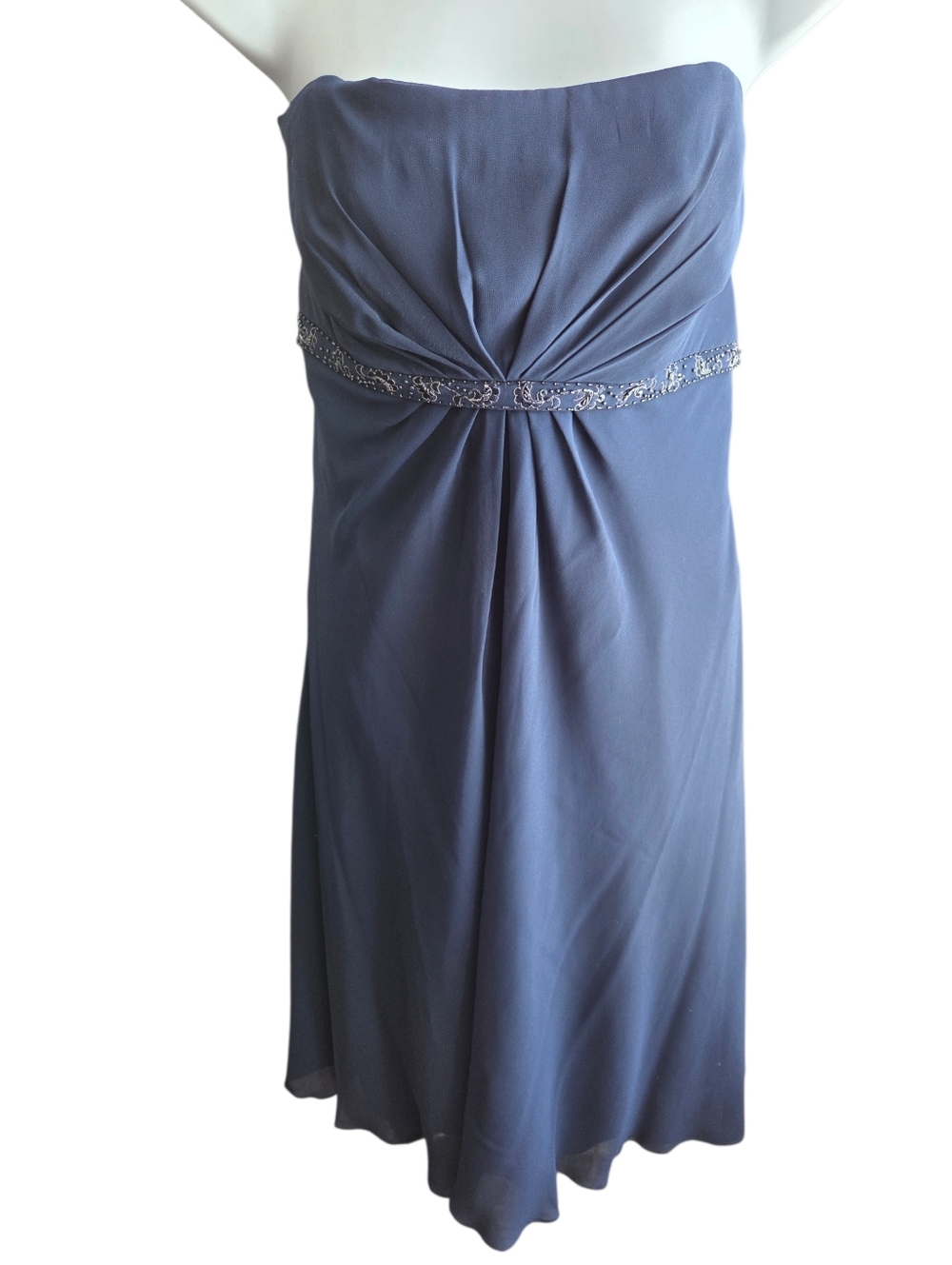 Alyce Designs Navy Blue Beaded Chiffon Cocktail Party Short Dress Size 18